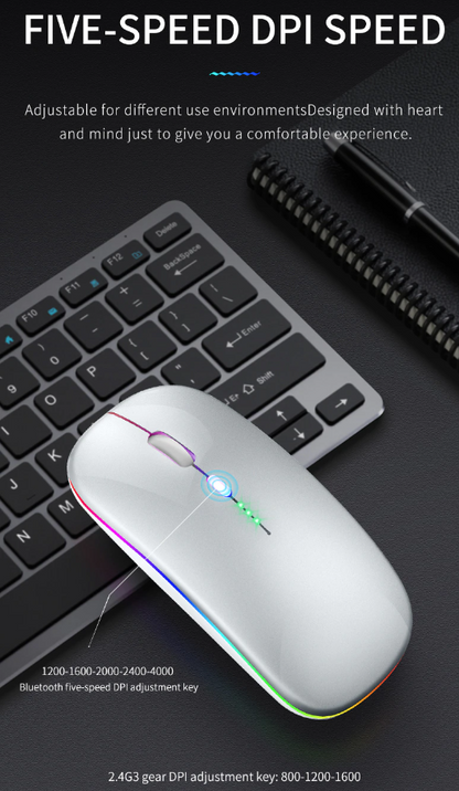 New Bluetooth Wireless Mouse with USB Rechargeable RGB Mouse for Computer Laptop PC Macbook Gaming Mouse Gamer 2.4GHz Portable M - Hiccupzz