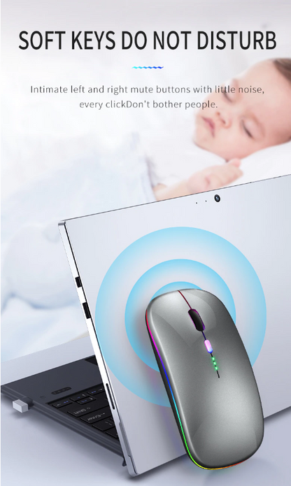 New Bluetooth Wireless Mouse with USB Rechargeable RGB Mouse for Computer Laptop PC Macbook Gaming Mouse Gamer 2.4GHz Portable M - Hiccupzz
