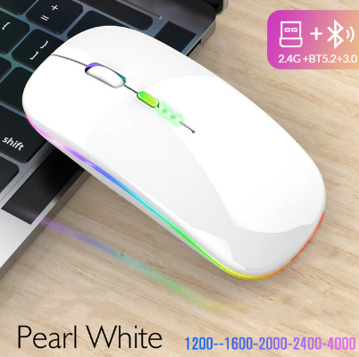 New Bluetooth Wireless Mouse with USB Rechargeable RGB Mouse for Computer Laptop PC Macbook Gaming Mouse Gamer 2.4GHz Portable M - Hiccupzz