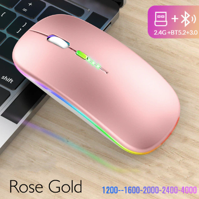 New Bluetooth Wireless Mouse with USB Rechargeable RGB Mouse for Computer Laptop PC Macbook Gaming Mouse Gamer 2.4GHz Portable M