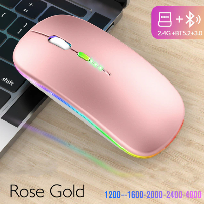 New Bluetooth Wireless Mouse with USB Rechargeable RGB Mouse for Computer Laptop PC Macbook Gaming Mouse Gamer 2.4GHz Portable M - Hiccupzz