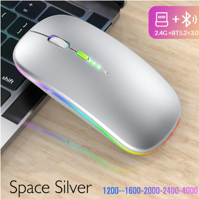 New Bluetooth Wireless Mouse with USB Rechargeable RGB Mouse for Computer Laptop PC Macbook Gaming Mouse Gamer 2.4GHz Portable M