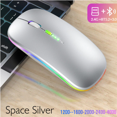 New Bluetooth Wireless Mouse with USB Rechargeable RGB Mouse for Computer Laptop PC Macbook Gaming Mouse Gamer 2.4GHz Portable M - Hiccupzz