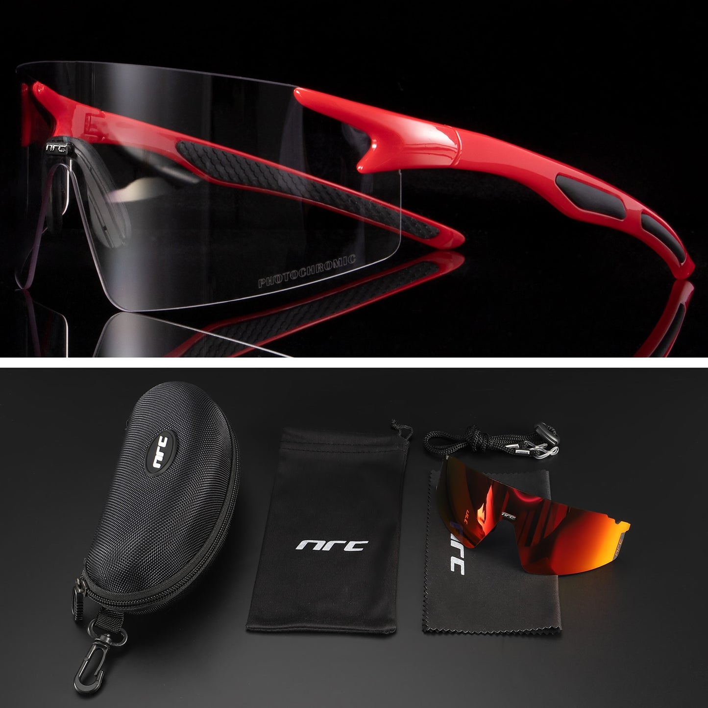 NRC 3 Lens UV400 Cycling Sunglasses TR90 Sports Bicycle Glasses MTB Mountain Bike Fishing Hiking Riding Eyewear for men women