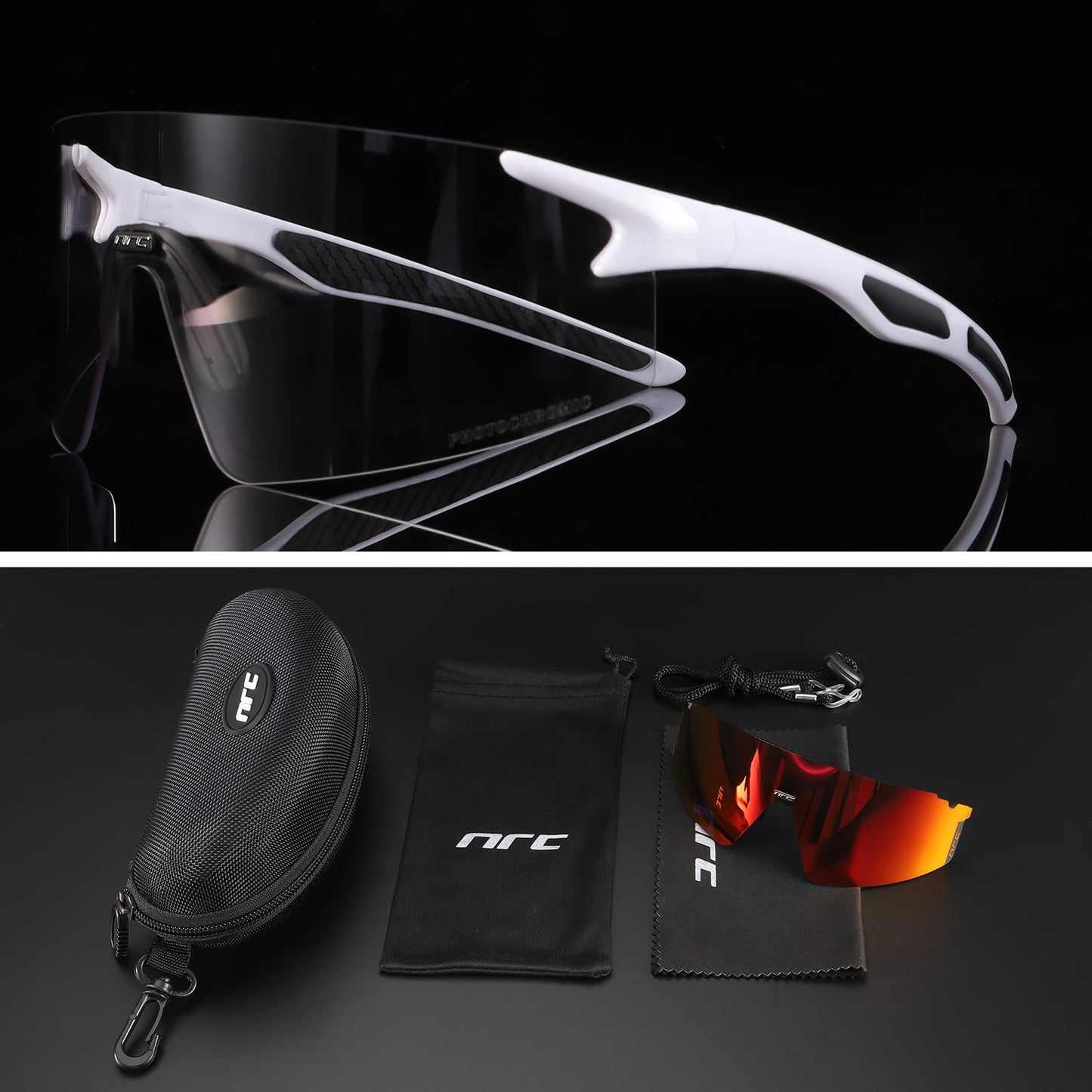 NRC 3 Lens UV400 Cycling Sunglasses TR90 Sports Bicycle Glasses MTB Mountain Bike Fishing Hiking Riding Eyewear for men women