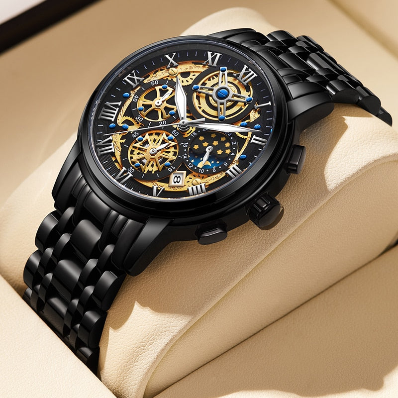 LIGE Top Brand Original Sports Quartz Waterproof Chronograph Wristwatch for Men