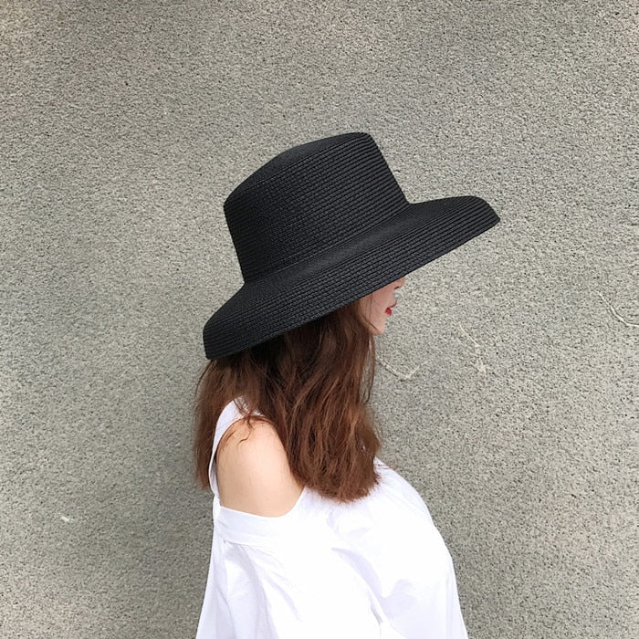 Summer hat new female sun hat folding beach hat big brim travel sunscreen Hepburn wind sun hat travel