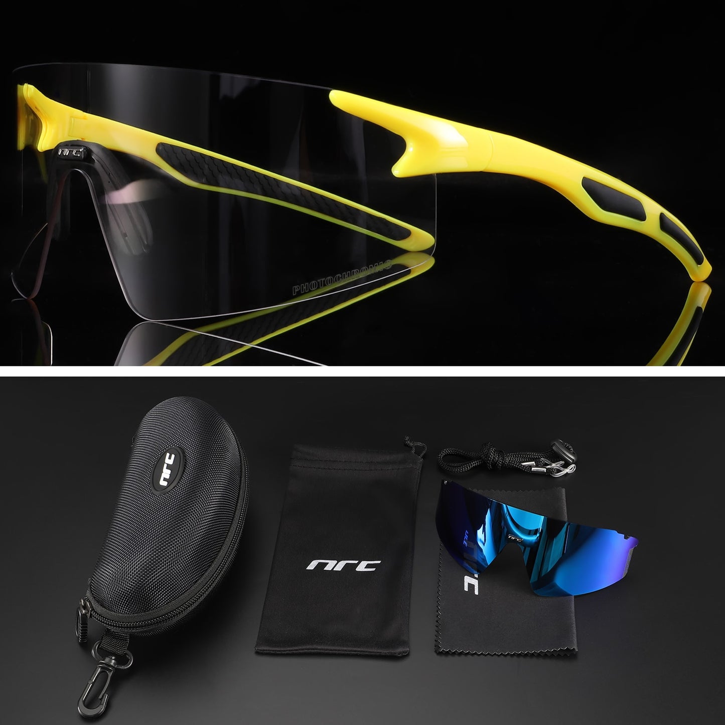 NRC 3 Lens UV400 Cycling Sunglasses TR90 Sports Bicycle Glasses MTB Mountain Bike Fishing Hiking Riding Eyewear for men women