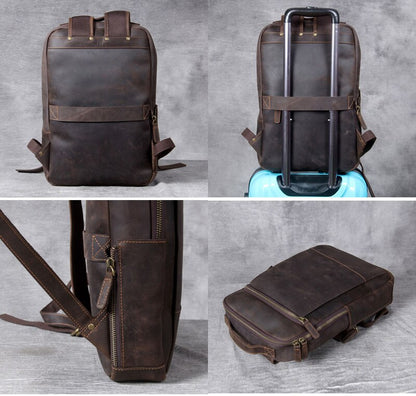 Vintage Crazy Horse Genuine Leather Backpack for Men - Hiccupzz