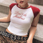 Retro Contrast Short Sleeve T Shirt Women - Hiccupzz