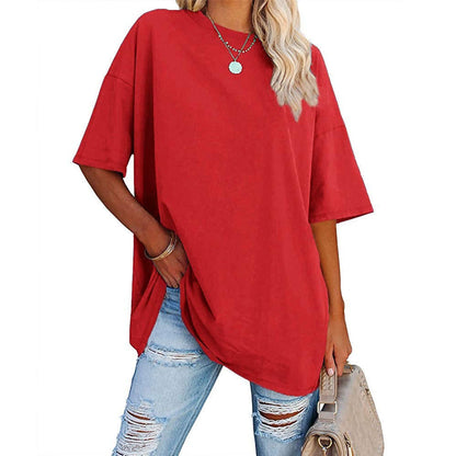 Loose Drop Shoulder Sleeves Round Neck Short Sleeve Top - Hiccupzz