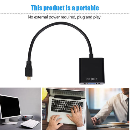 Micro HDMI TO VGA Adapter Cable Tablet To Computer Micro HDMI To VGA HD Cable 1080P - Hiccupzz