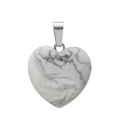 Hand-carved Love Heart Shaped Rough Stone Peach Heart Crystal Necklace - Hiccupzz