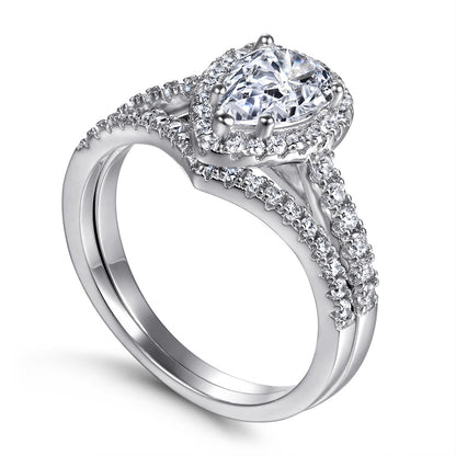 Zircon Set Ring V-shaped Row Ring Simulation Diamond - Hiccupzz