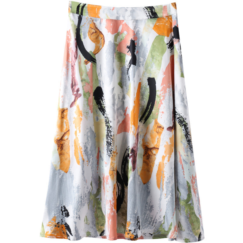 Ladies' Painted And Printed High Waist Slimming Skirt - Hiccupzz