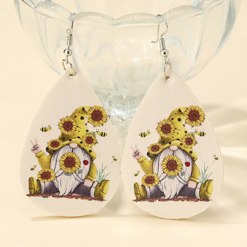 Sunflower Yellow Goblin Bee Leopard Earrings