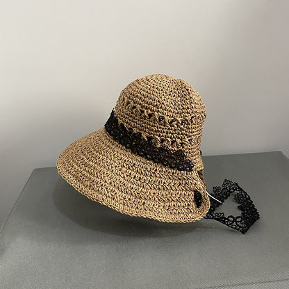 Lace Straw Hat Women Summer Sun Protection Shading Braid Beach - Hiccupzz
