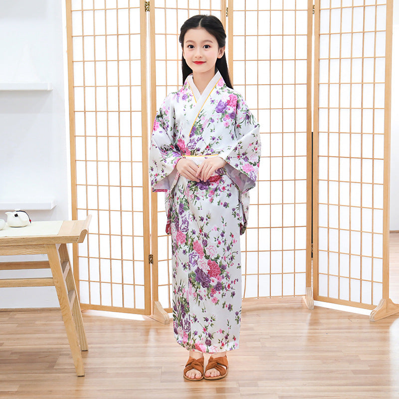 Kids Kimono Print Japanese Bathrobe Girls