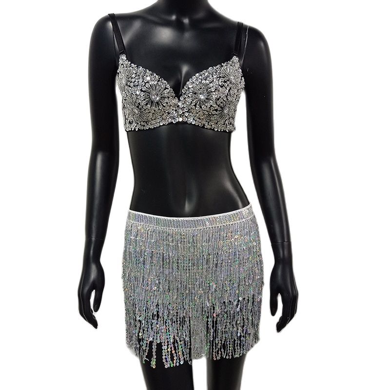 Halloween Costume Sequin Skirt Belly Dance Suit - Hiccupzz