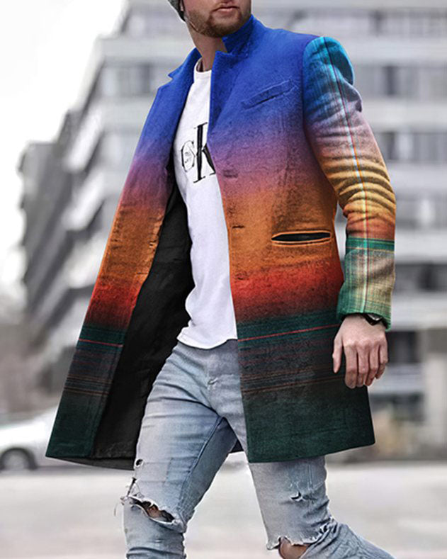 Autumn And Winter New Men's Woolen Stand Collar Medium Long Pocket Casual Coat - Hiccupzz