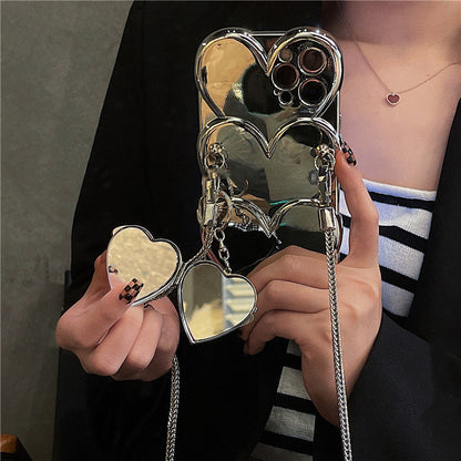 Ins Silver Plated Heart Cross Body Chain Mobile Phone Case - Hiccupzz