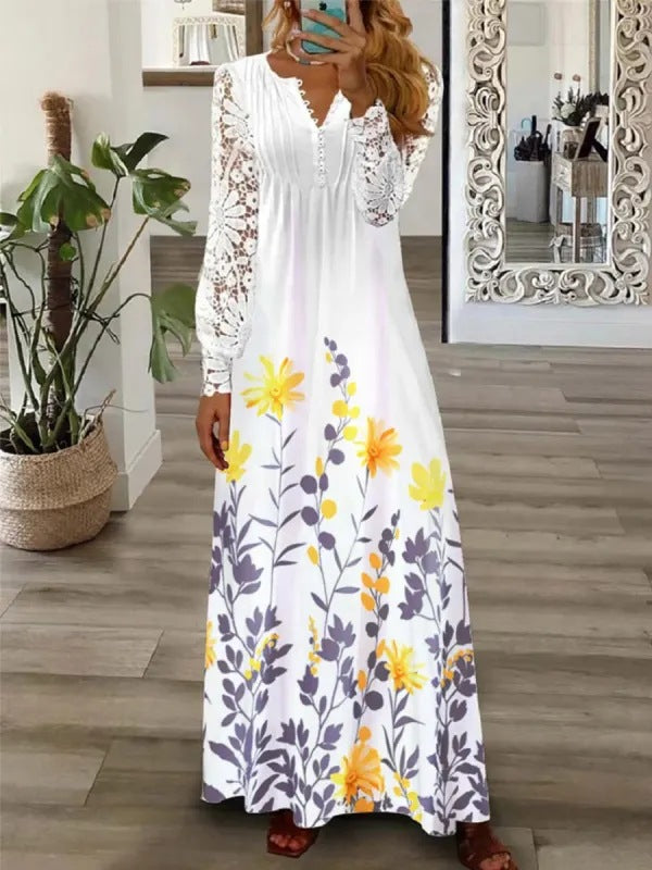 Women's New Fashion European And American Style Lace Maxi Dress - Hiccupzz