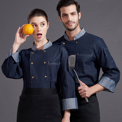 High-grade Hotel Restaurant Club Restaurant Head Chef Denim Work Clothes - Hiccupzz