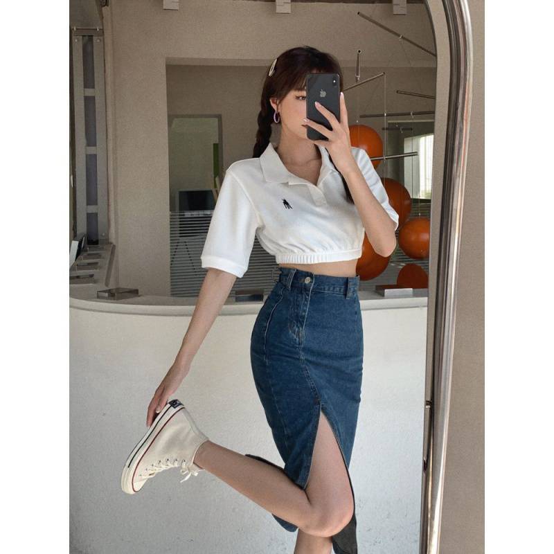 Women's Summer Thin Vintage Split Denim Skirt - Hiccupzz