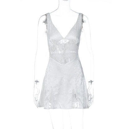 Lace V-neck Suspender Pure Wind Dress - Hiccupzz