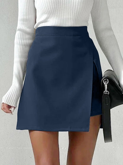 Women's High Waist Blue Split Skirt - Hiccupzz