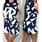 European And American Women's Clothing New Fashion Casual Sleeveless Printed Shorts Suit - Hiccupzz