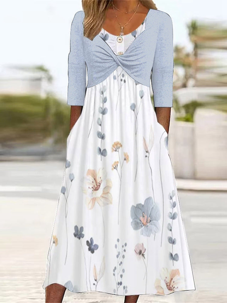 Flower Print Versatile Slimming Dress