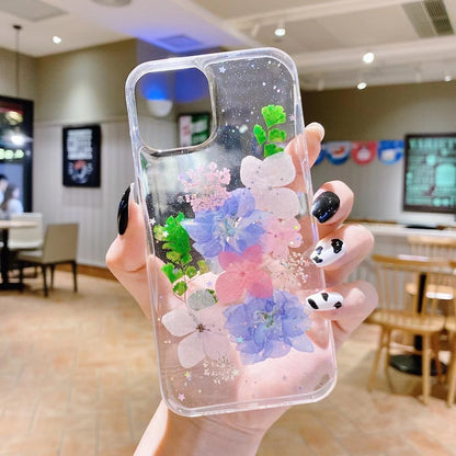 Epoxy Glitter Dried Flower Real Flower Small Floral Phone Case Applicable Ip Cover - Hiccupzz