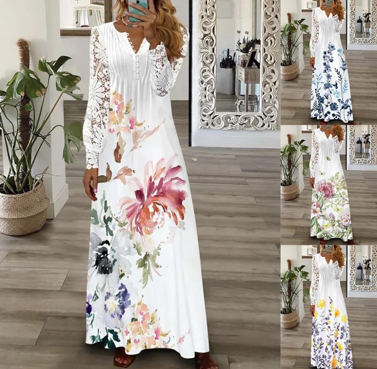 Women's New Fashion European And American Style Lace Maxi Dress - Hiccupzz