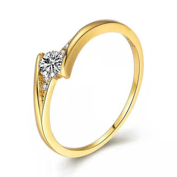 Women's Gold-Plated Engagement Ring Ring