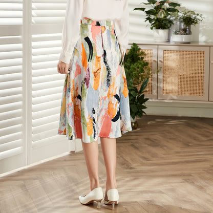 Ladies' Painted And Printed High Waist Slimming Skirt - Hiccupzz