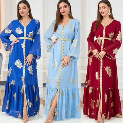 Women's Fashion Casual Long-sleeved Hot Gold Dresses - Hiccupzz