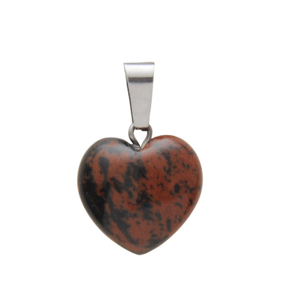 Hand-carved Love Heart Shaped Rough Stone Peach Heart Crystal Necklace - Hiccupzz