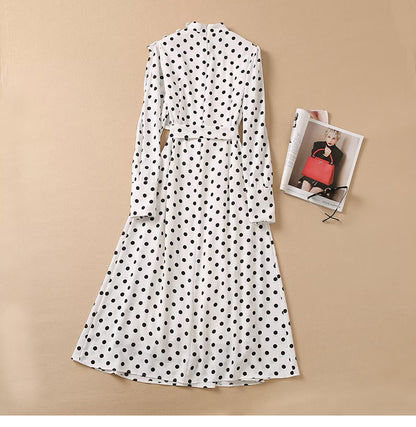 Stand-up Collar Wave Point Slim Senior Sense Dress - Hiccupzz