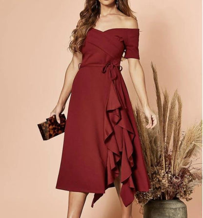 One-shoulder Party Slanted Shoulder Dress - Hiccupzz