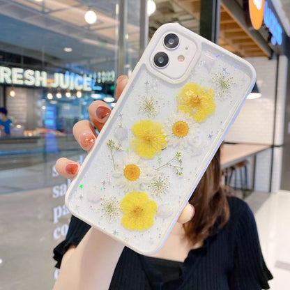 Epoxy Glitter Dried Flower Real Flower Small Floral Phone Case Applicable Ip Cover - Hiccupzz