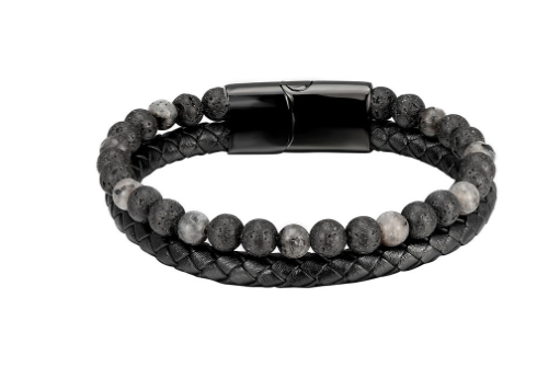 6mm Volcanic Natural Stone Tigereye Beaded Bracelet Men Cowhide String Bracelets - Hiccupzz