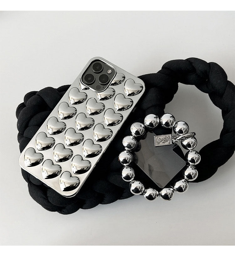 Niche Premium Silver Chain Three-dimensional Love For Apple Phone Case