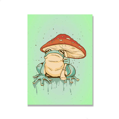 Home Decor Frog Mushroom Canvas Painting Wall Poster - Hiccupzz