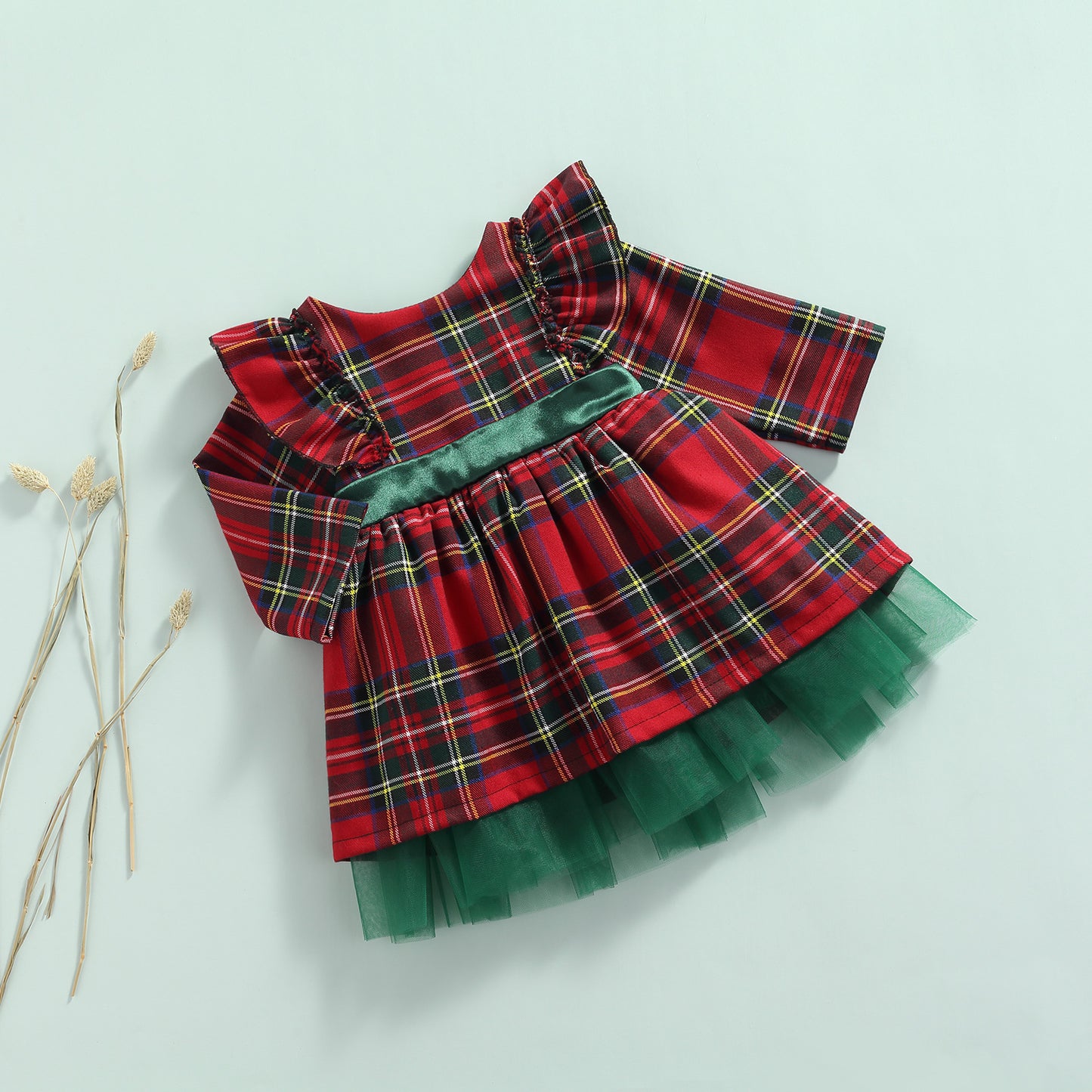 Girls Kids Red Checkered Bow Christmas Dress - Hiccupzz