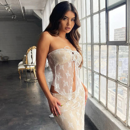 Knitted Tube Top See-Through Ladies Cardigan Top - Hiccupzz