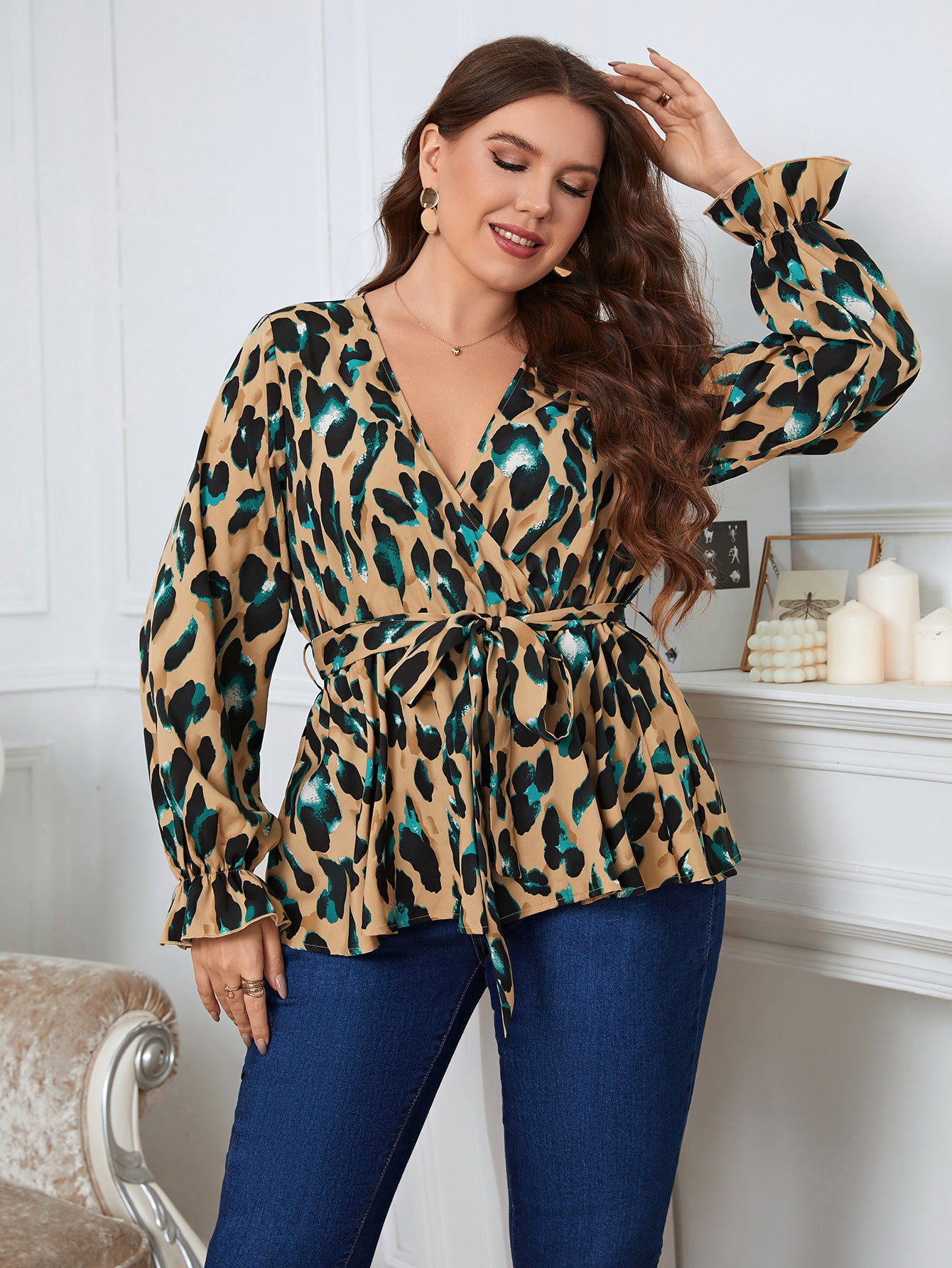 Large Size Commuter Leopard Print Top Waist Slimming Versatile - Hiccupzz