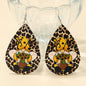 Sunflower Yellow Goblin Bee Leopard Earrings - Hiccupzz
