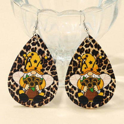 Sunflower Yellow Goblin Bee Leopard Earrings - Hiccupzz