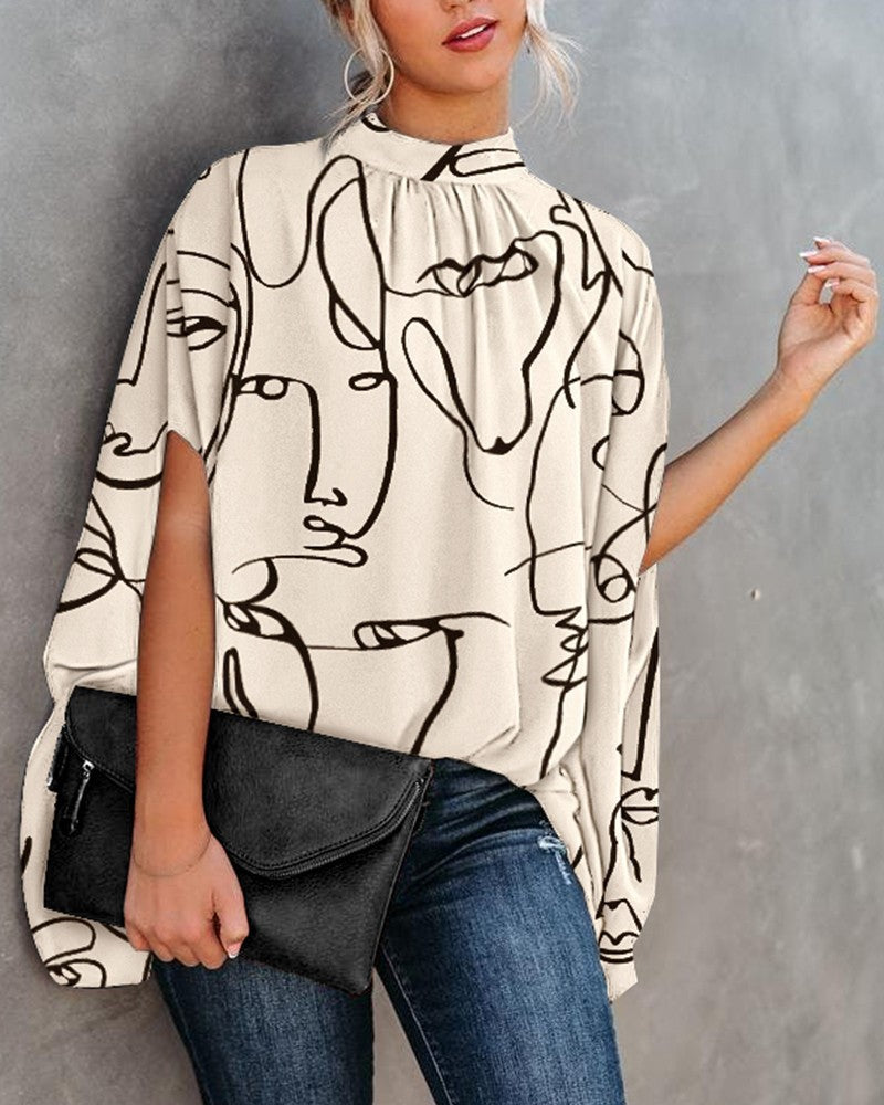 Women's Casual Loose Printed Top - Hiccupzz